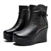 Fashion GKTINOO Handmade Boots For Women Genuine Leather Ankle Shoes Vintage Platform Women Shoes Round Toe Wedges Boots