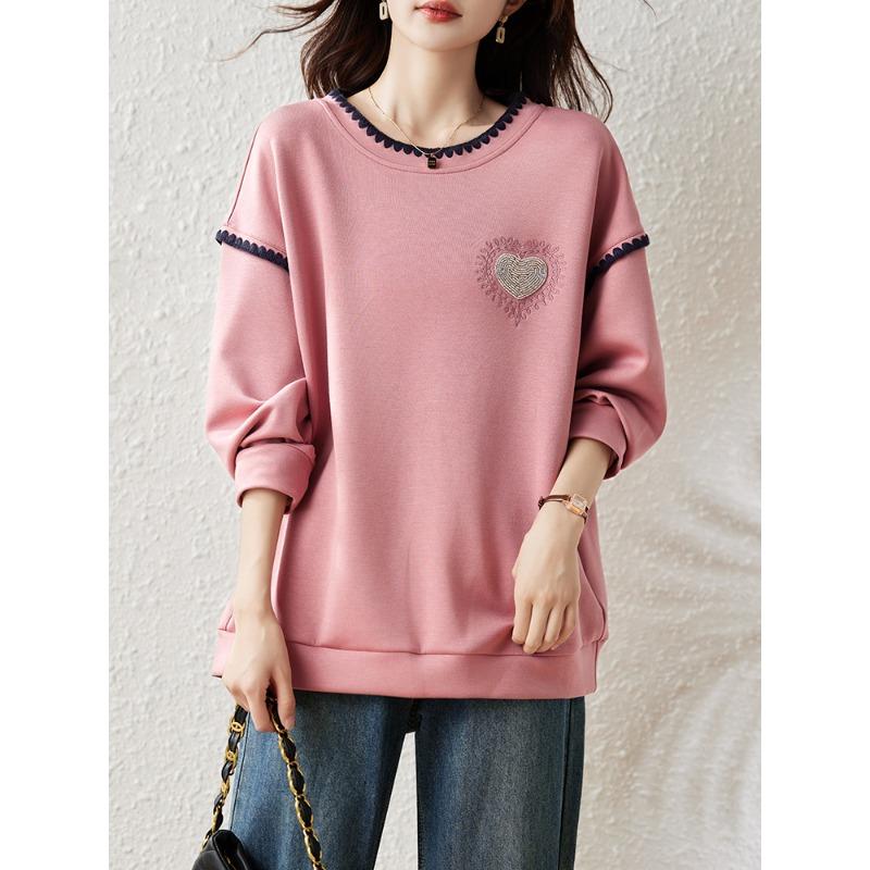 

Dimanaf 2025 Новые женские худи больших размеров на весну, розовые с длинным рукавом, фиолетовые. Карманы Свободные повседневные однотонные футболки с базовым дизайном Новый пуловер 5XL розовый