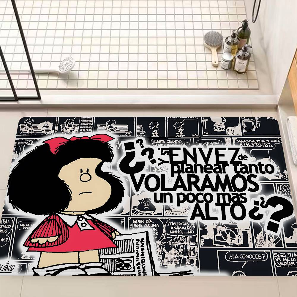 M-Mafalda Girl Floor Mat INS Style Soft Bedroom Floor House Laundry Room Mat Anti-skid Household Carpets