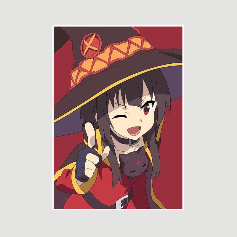 Vintage anime KonoSuba Megumin bílý papír plakáty a tisky ložnice bar kavárna dekorace nástěnná malba retro nástěnné umění malba domácí dekorace