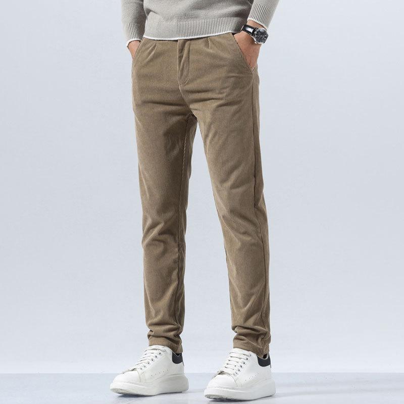 Spring Autumn Men's Corduroy Trousers Men Clothing Stretch Slim Fit Casual Pants Fashion Mens Business Work Pants