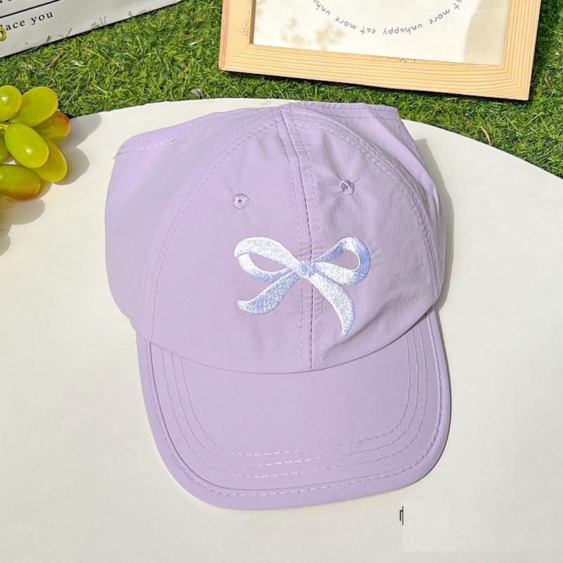 

Children s Embroidered Bowknot Quick-Dry Baseball Cap with Ponytail Opening Stylish Sun Protection Visor Hat for Boys and Girls Children фіолетовий
