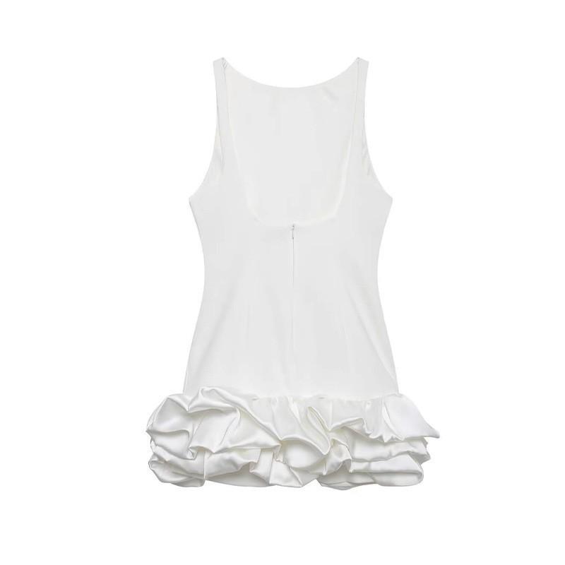 European American Women's Clothing Summer Backless Slim Flower Sleeveless Short Dress
