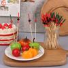 100 Stück/Los 12cm Bambus-Zahnstocher Spieße Buffet Cupcake Obstgabel Party Dessert Salatspieß Cocktailspieß Für Hochzeitsfeier
