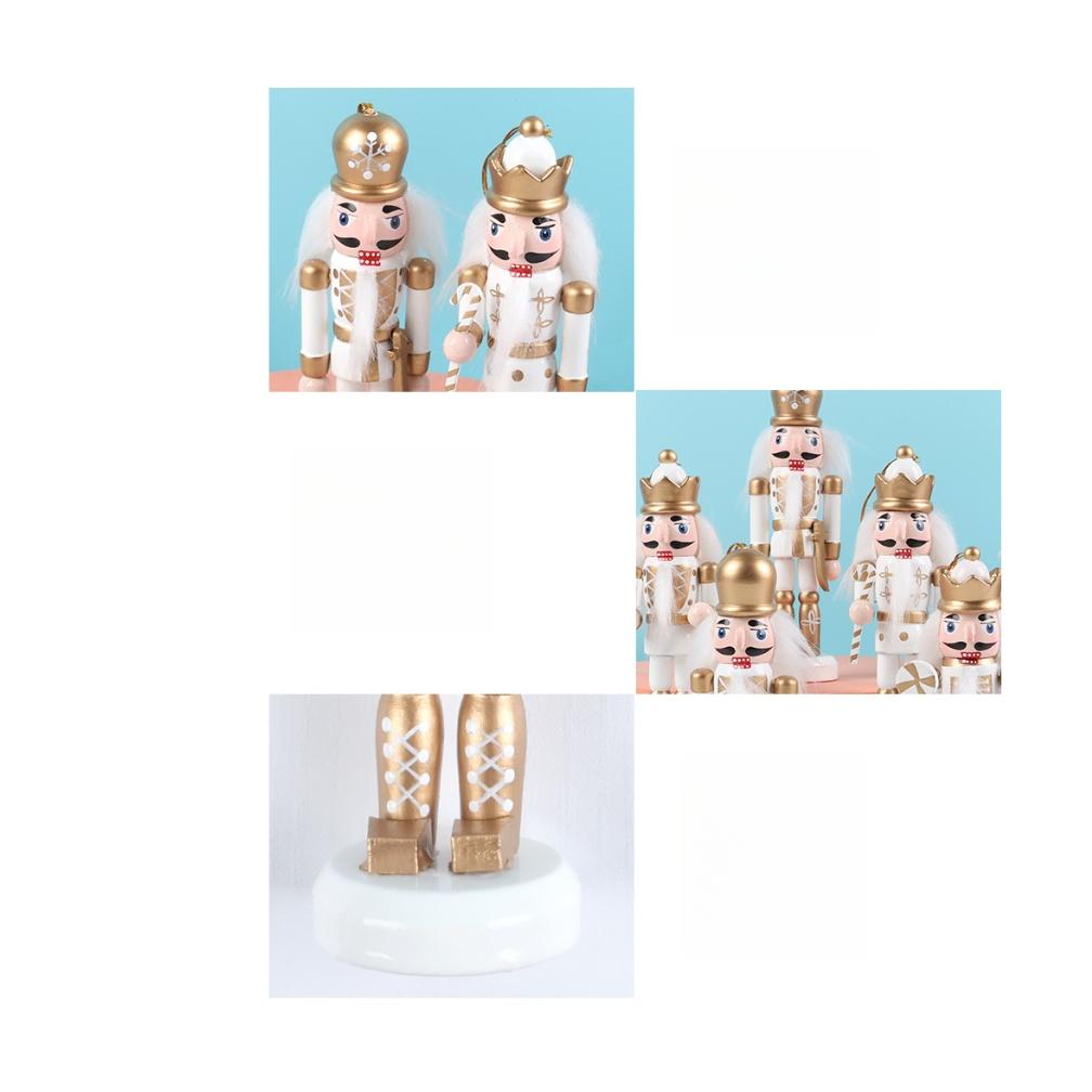 Christmas Celebration Gold And Silver Christmas Decorations Wooden Figures 5-Piece Set Child-Friendly Sturdy Construction