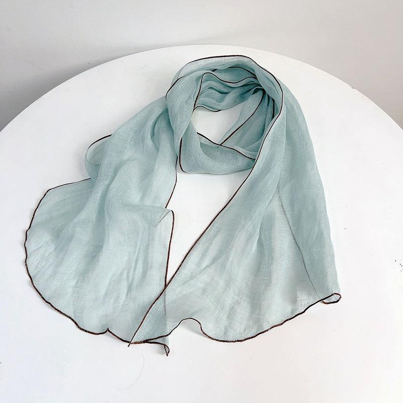 Spring and summer thin solid color lengthened diamond scarf Japanese sunscreen scarf irregular linen neck protection shawls
