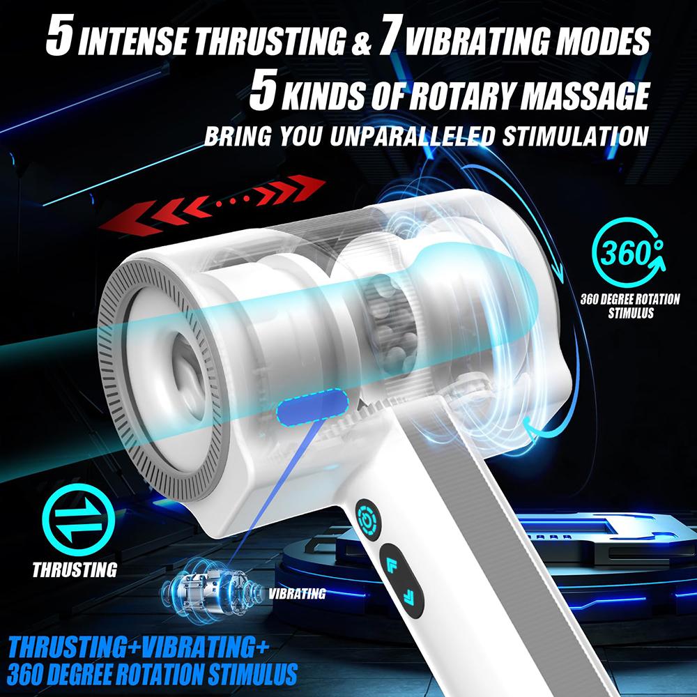 Male Masturbation Cup Handle Design Dual-sleeve Automatic Telescopic Rotating Vibrating Blowjob Sex Toys Penis Stroker For Men
