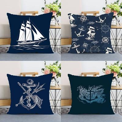 Rustic Nautical Pillow Case Cushion Cover Polyester Pillowcase Decorative Sofa Cushion Pillowcase Home Decor