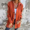 Fall Winter Women Coat Hooded Button-down Solid Color Thick Pockets Loose Cardigan Mid Length Outdoor Travel Shopping Dating Overcoat