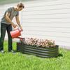 Galvanised Raised Garden Bed, Metal Planter Box with Safety Edging, for Flowers, Herbs, Succulents, Dark Grey