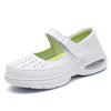 Fashion Leather Air Cushion Nurse Shoes Breathable Women Ladies Thick Soled Shoes Non-Slip White Medical Shoes One-Step Flat