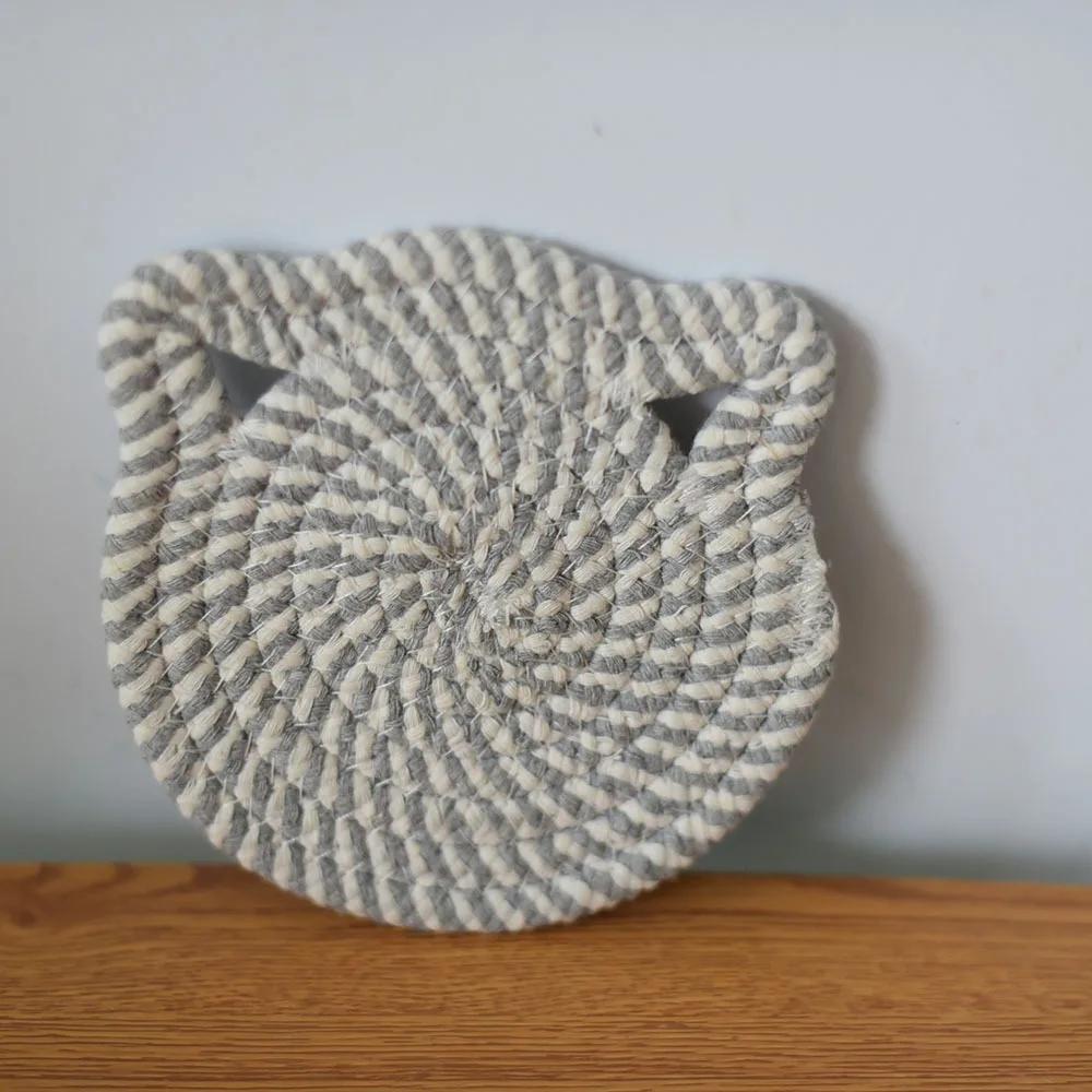 

HEMU 15-35CM Round Table Mat Coaster Pad Woven Insulation Placemat Handcrafted Weave Nordic Style Home Desk Accessory 15cm