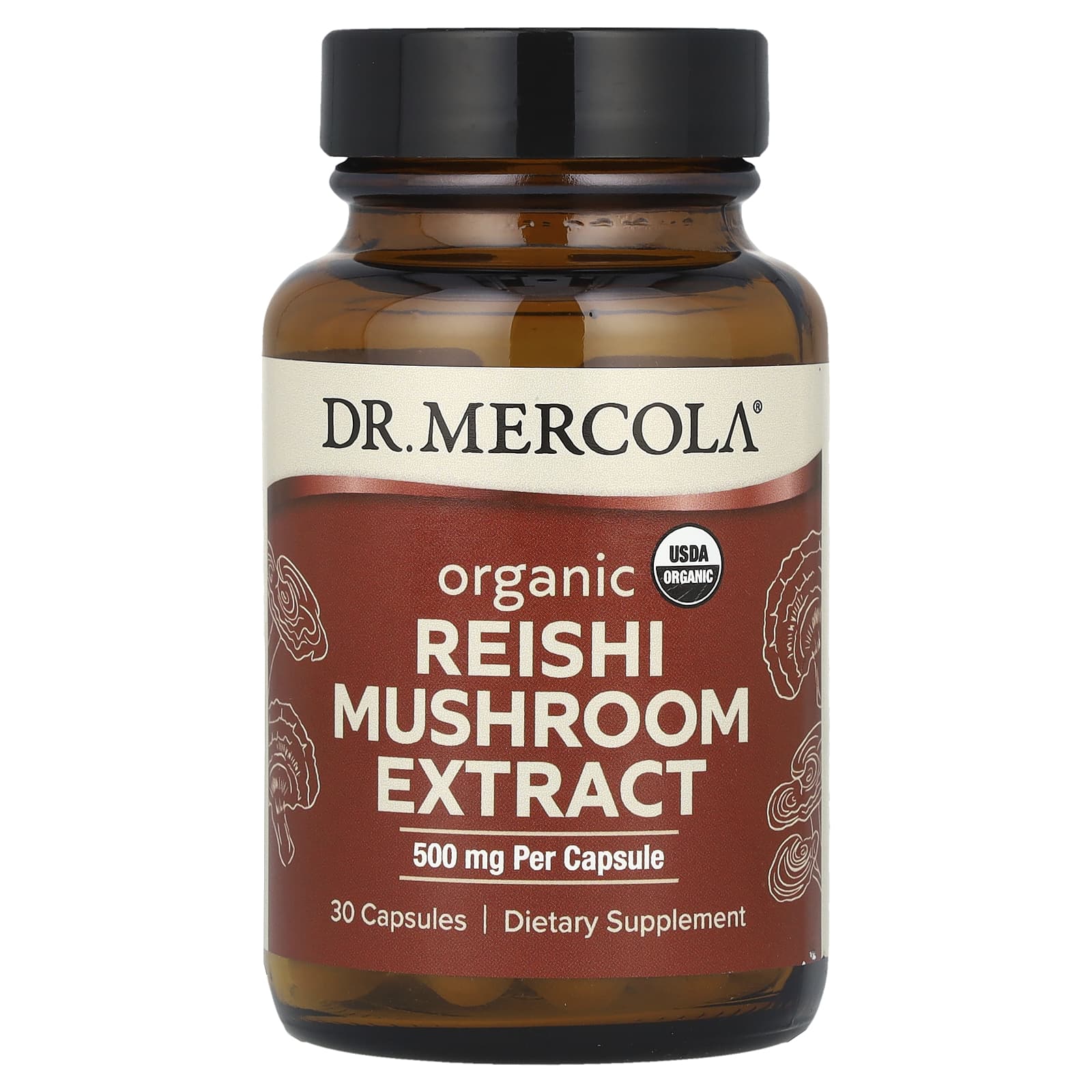 

Dr. Mercola, Organic Reishi Mushroom Extract, 500Mg, 30 Capsules