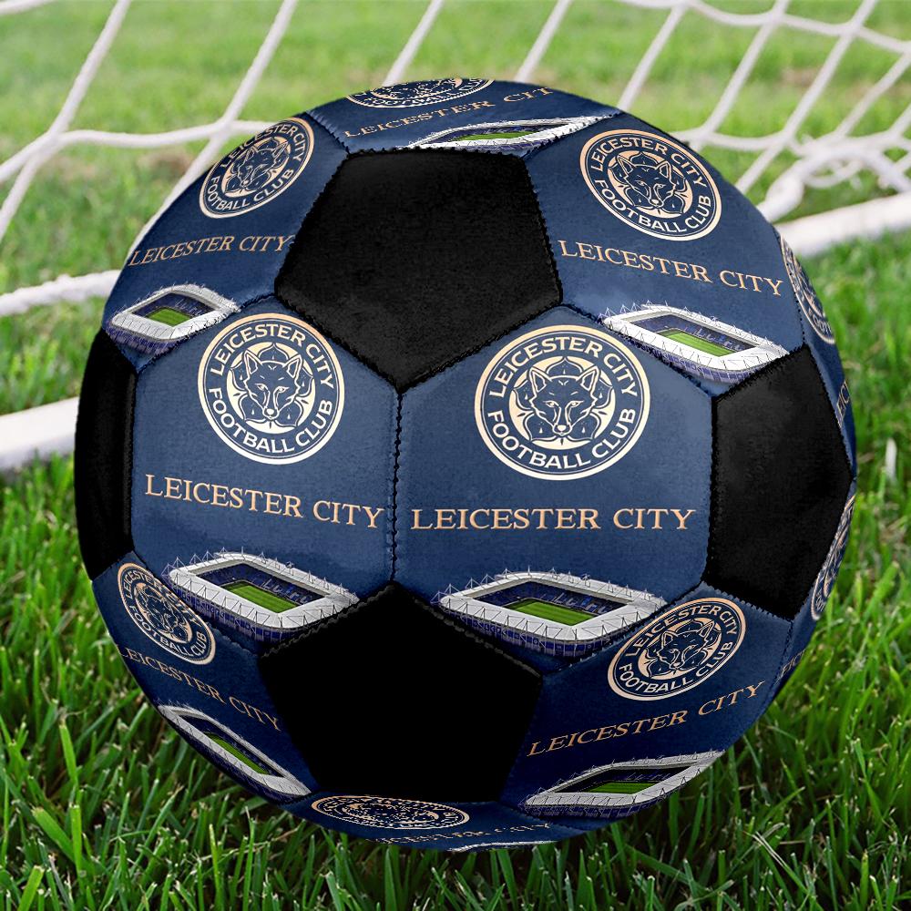 Leicester City Football Indoor Soccer Ball Colorful Machine Stitched PVC Size 5 Team Training Competition Ready Durable High-Bounce Cool Sports Gift
