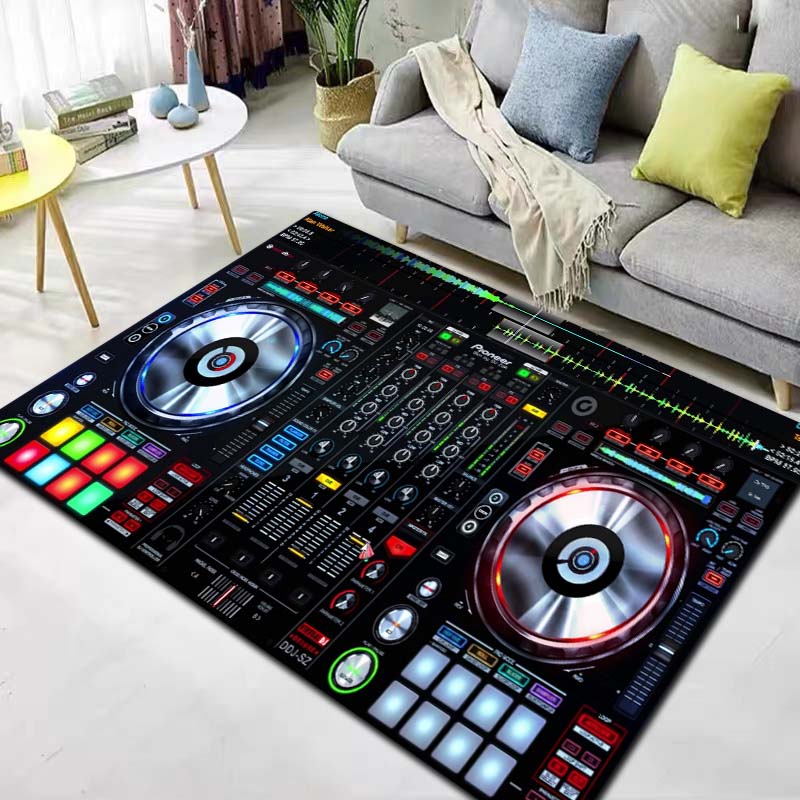 Dj Music Record Screen Console Theme Printing Large Carpet Sofa Living Room Bedroom Decoration Kitchen Bathroom Anti Slip Carpet