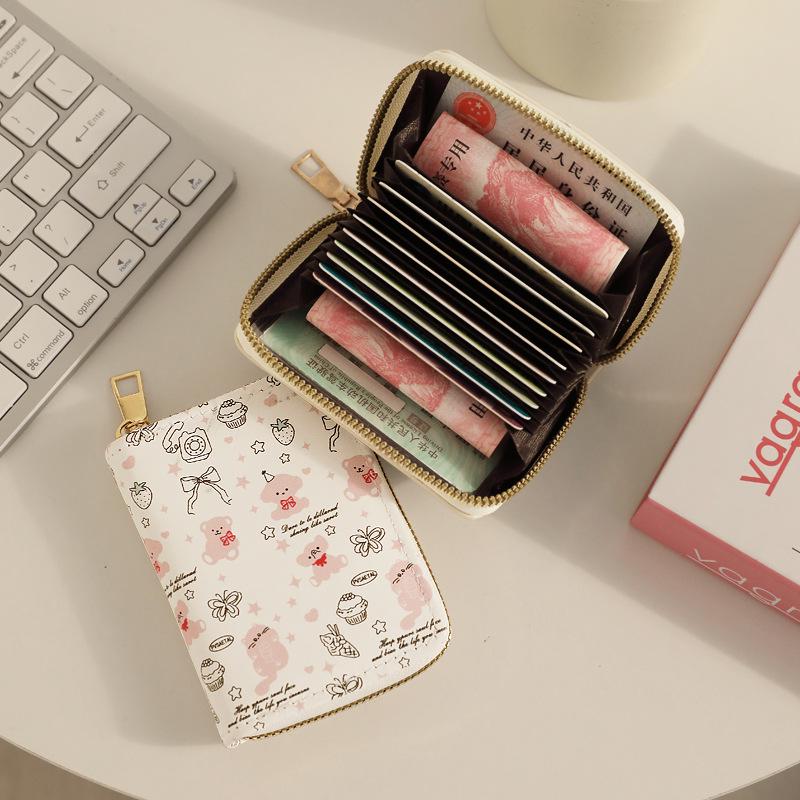 2024 New Fashion Anti-Demagnetization Cartoon Accordion Card Sleeve for Women with Cross-Border Zipper