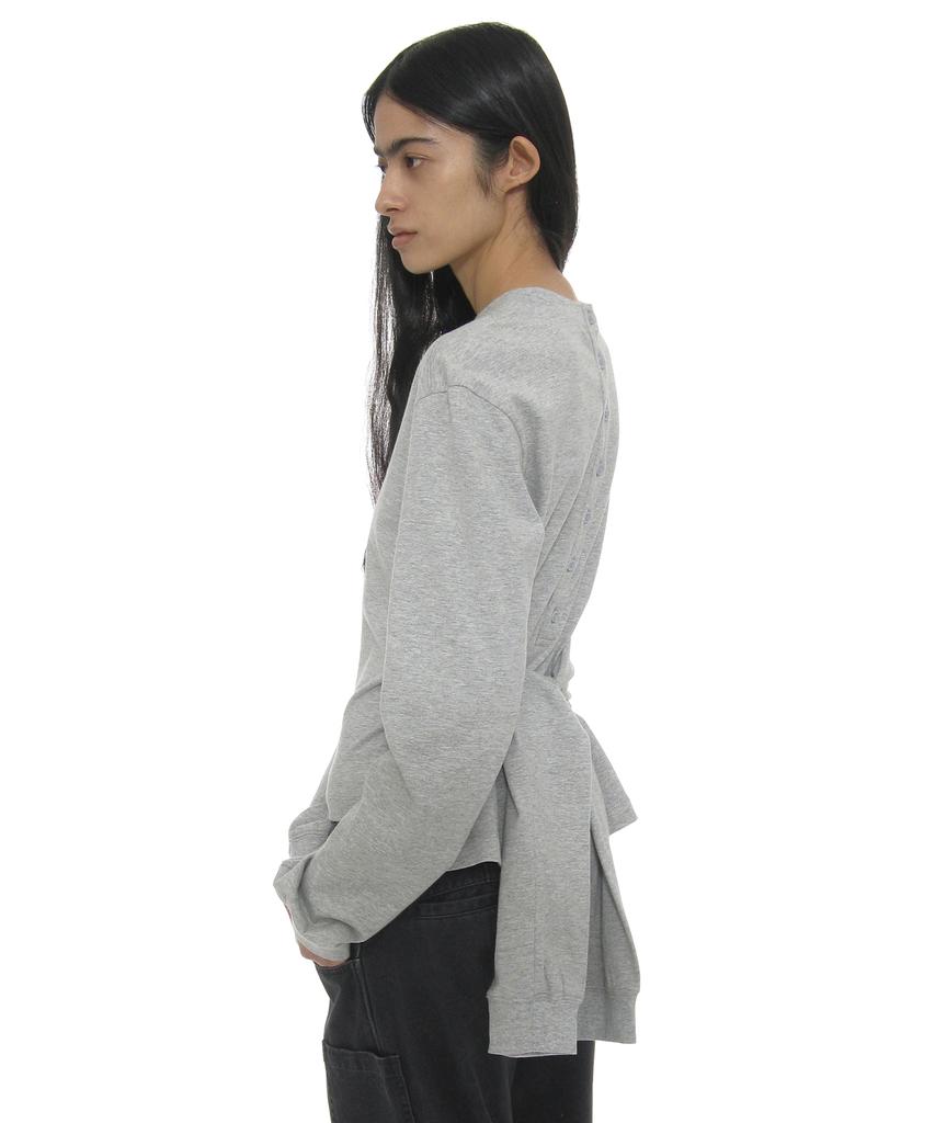 PARTIMENTO WOMEN Layered Sleeve Tie Long Sleeve Top_Melange