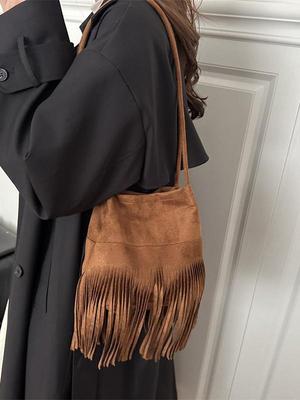 Τσάντα Χιαστί Γυναικεία με Φούντα Σουέτ – Μοντέρνα, Υψηλής Ποιότητας & Ευέλικτη Τσάντα Ώμου