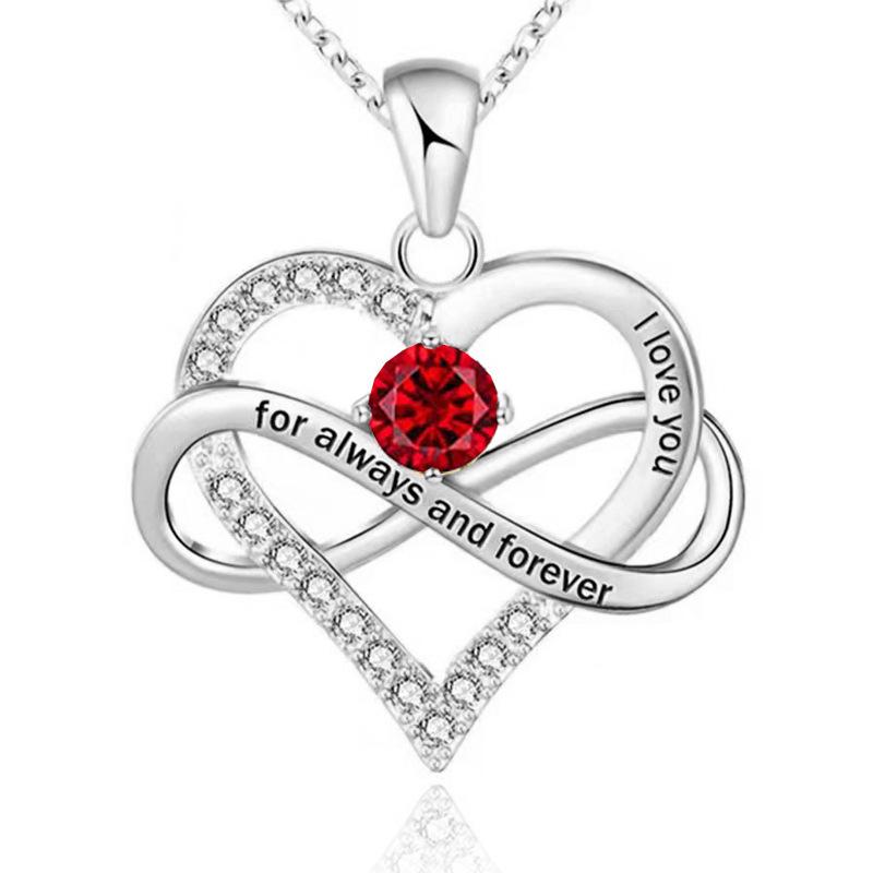 Sterlingsilber Zirkon Herz "Ich liebe dich" Halskette - Vielseitiger Modeschmuck