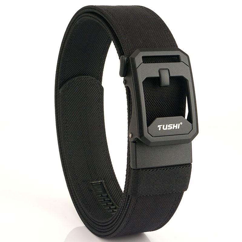 Double-layer Thick Belt Men s Military Fans Outdoor Nylon 3.8 Upgraded Automatic Buckle Gun Hanging 120cm чёрный