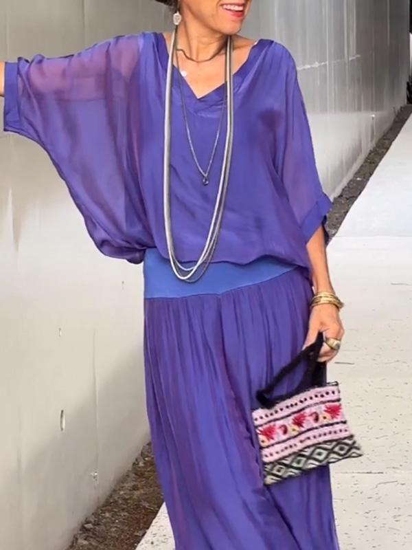 2024 Summer Women's Solid Color Chiffon Set - European & American Fashion