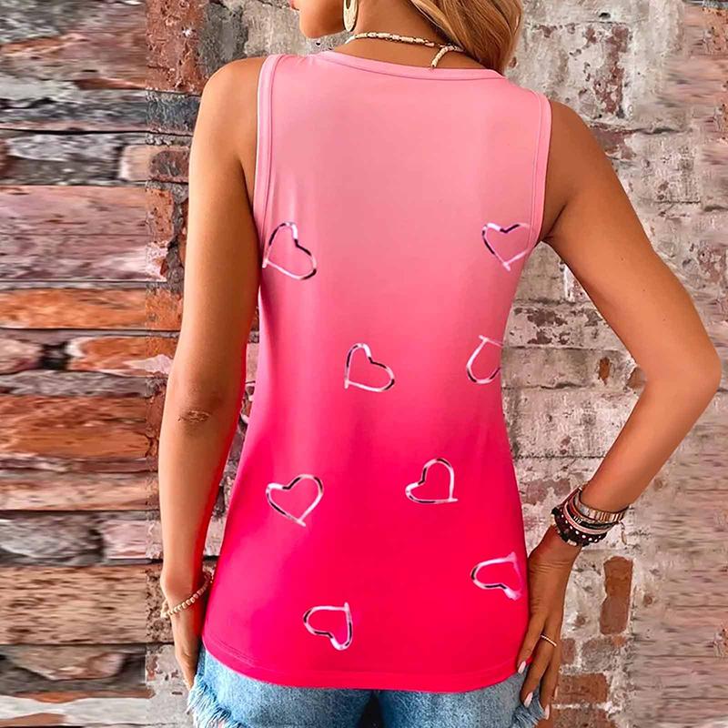 Letní ležérní tričko bez rukávů s přechodovou barvou Women Love Heart Vest