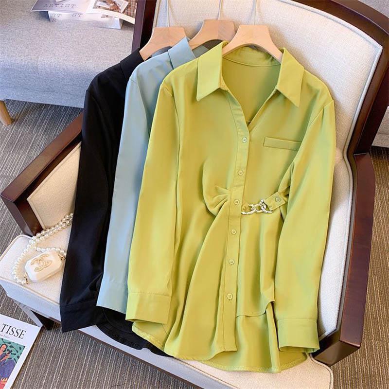 Cămașă pentru Femei Palton Oversize Larg Bluză Casual Mânecă Lungă Culoare Solidă Moale Larg Top