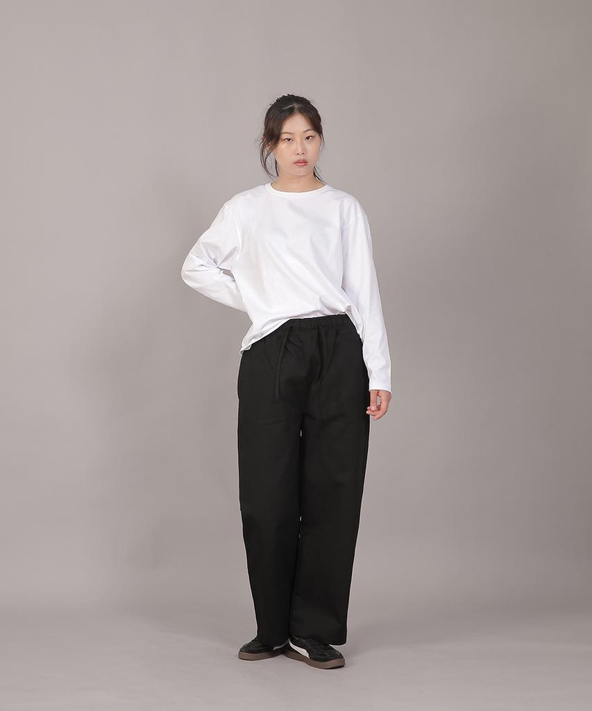SAINTCREW Pocketless Work Elastic Waist Wide Pants Eww-385 Black