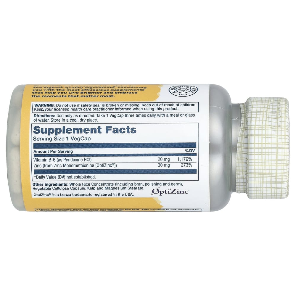 Solaray OptiZinc 30mg VegCaps, 60 Counts