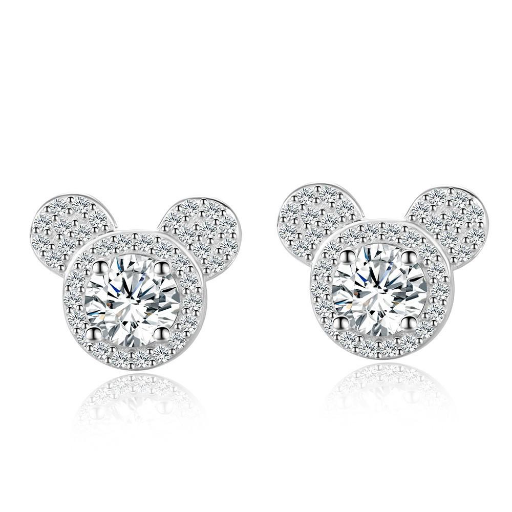 S925 Sterling Silver Moissanite Mickey Mouse Stud Earrings - Classic, Lightweight, Luxury Design 925 Silver