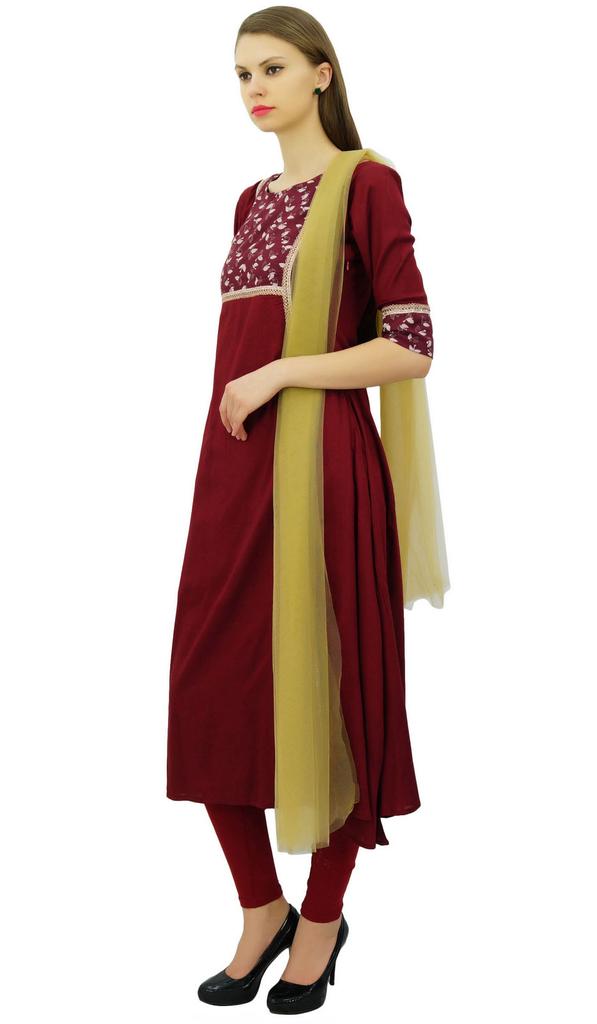 Atasi Women's Party Wear Maroon Ethnic Straight Salwar Suit Set With