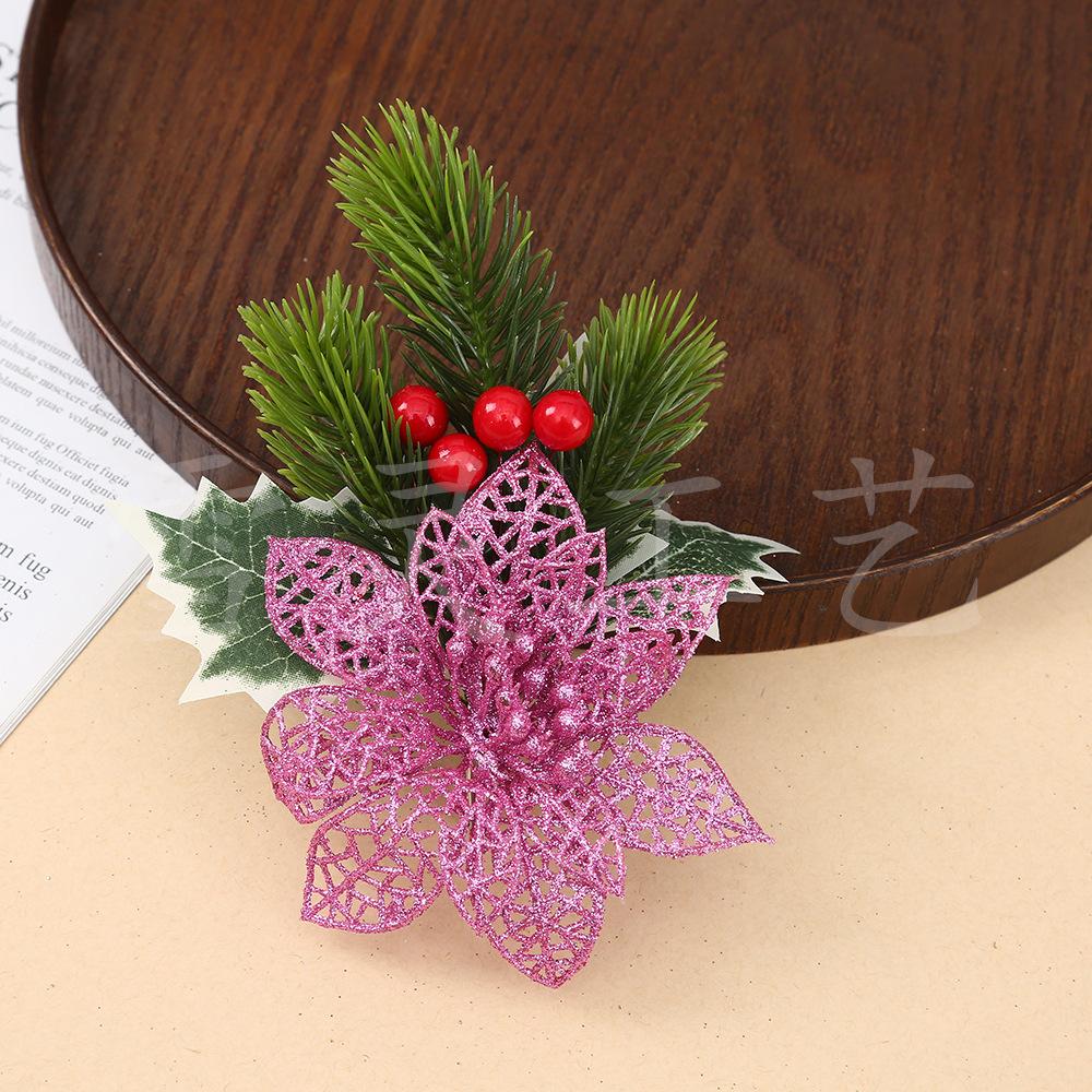 Christmas Flowers, Christmas Celebration Decorations, Scallion Powder with Hollow Flowers, Christmas Tree Decorations, Pendants, Ornaments, Handicraft