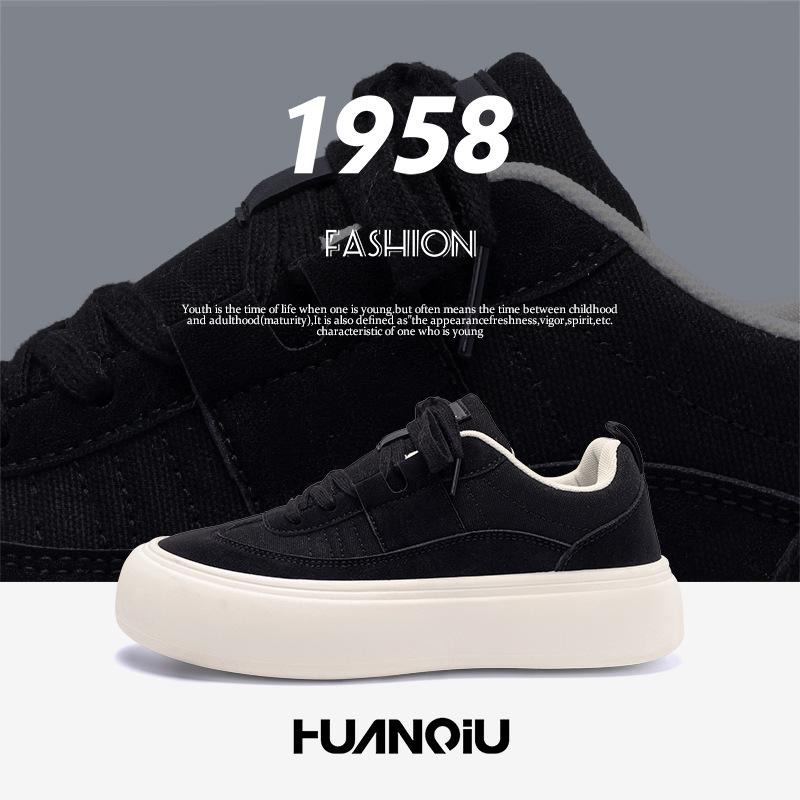 Global thick baseplate shoes men's ZHQ68220N spring student black men's shoes trendy versatile heightening men's casual shoes