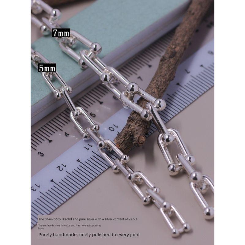 Sterling Silver European and American Trends Boutique Couple U-Shaped Bracelet