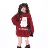 Ghost Pattern Red Women's Sweater Christmas Oversized Round Neck Knitted Shirt Loose Winter Fashion Woman Long Sleeved Top