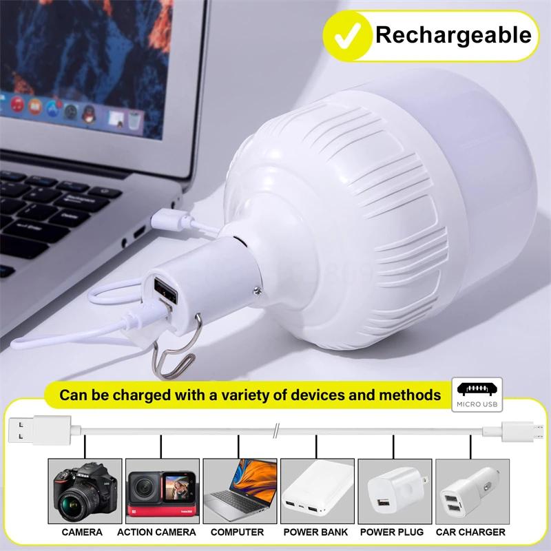 Outdoor USB Rechargeable LED Lamp Bulbs Emergency Light Hook Up Camping Tent Fishing BBQ Portable Lighting Lantern Night Lights