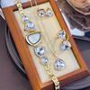 Color Diamond-set Irregular Special-shaped Watch Necklace Ring Earrings Four-piece Set Gift Watch