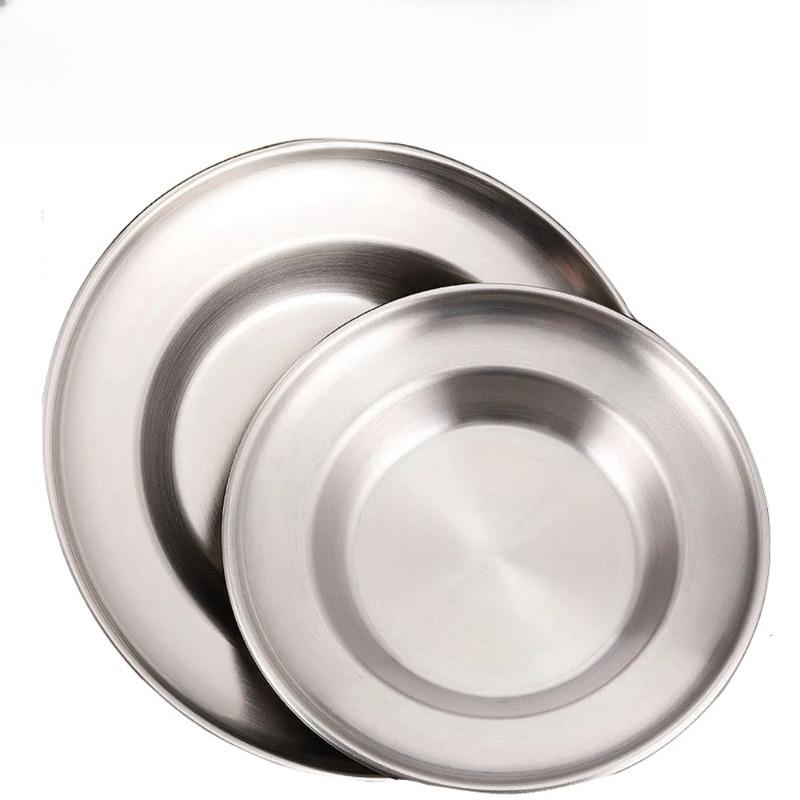 1 Stück Edelstahlplatte 8 Zoll Ultra-tragbares Geschirr Metall-Speiseteller für Kinder Kleinkinder Großartig für Camping im Freien Picknick