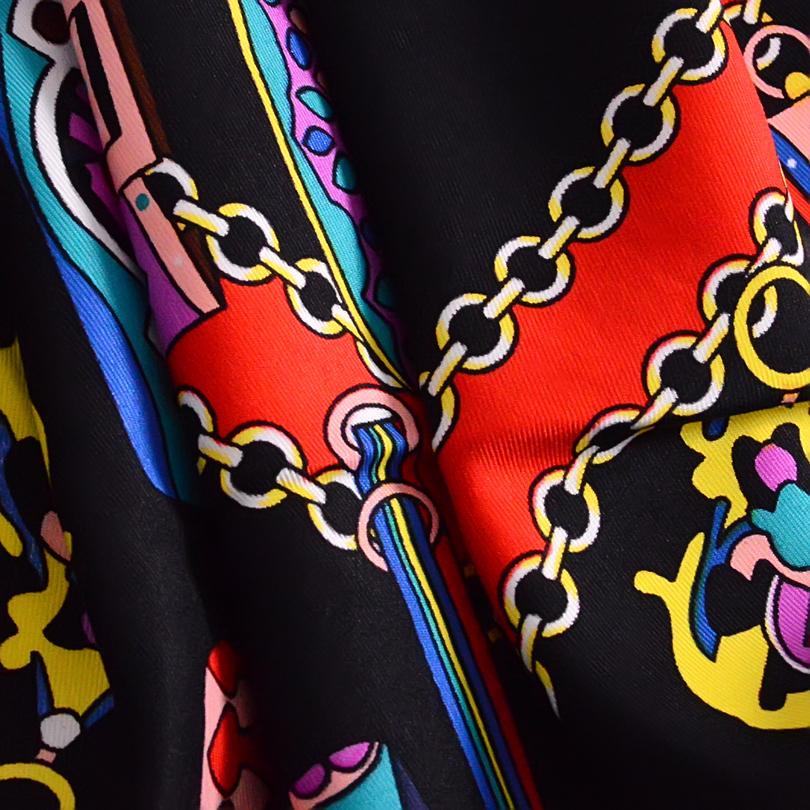 [Bysifa]  Black Twill Silk Scarf Shawl Fashion Elegant High Quality Women Spring Autumn Square Scarves 90*90Cm Bufandas