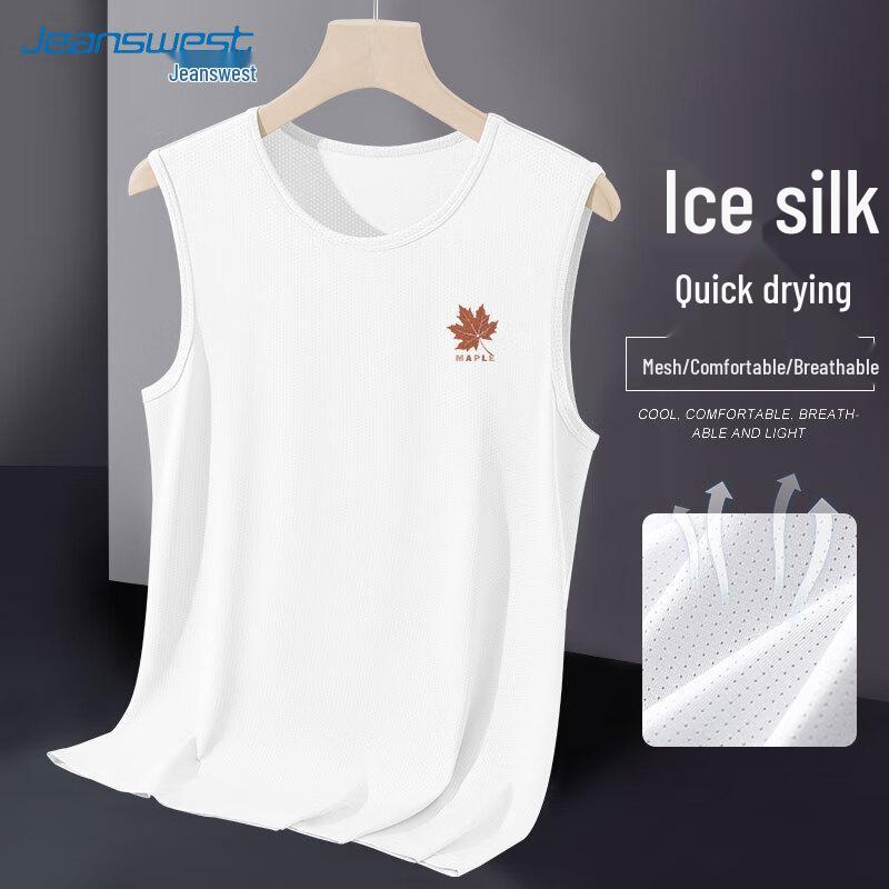 

Jeanswest Men s Ice Silk Breathable Maple Leaf Print Tank Top XL