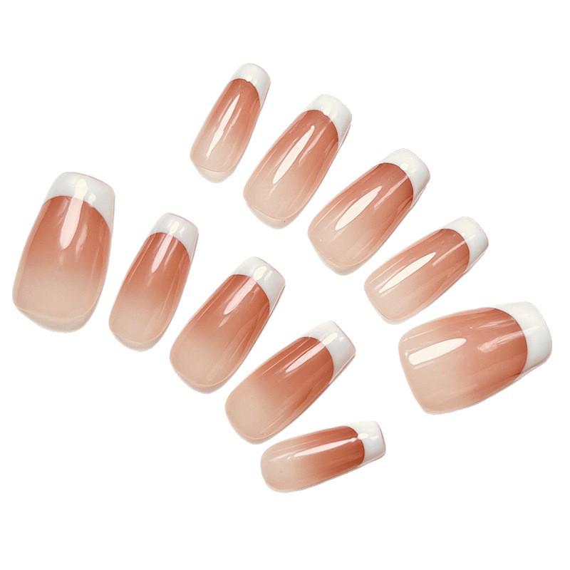 Classic French Pink Gradient Nude Whitening Short Handmade Wearable Nails