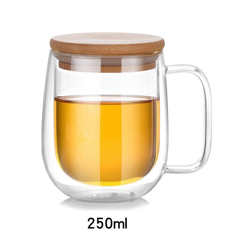 Beer Coffee Heart Cups Heat Resistant Anti-scalding Handle Milk Drink Mug Double Wall Glass Cup Tea Mugs Transparent Drinkware