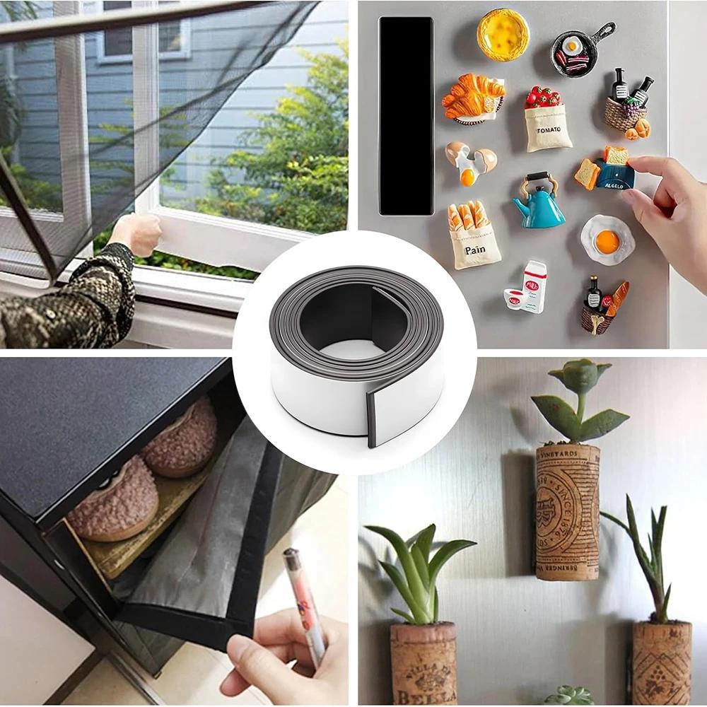 1M Flexible Rubber Magnetic Strip Self-Adhesive Cuttable Magnetic Tape DIY Wall Photo Poster Fixing Tool Wall Memo Strip
