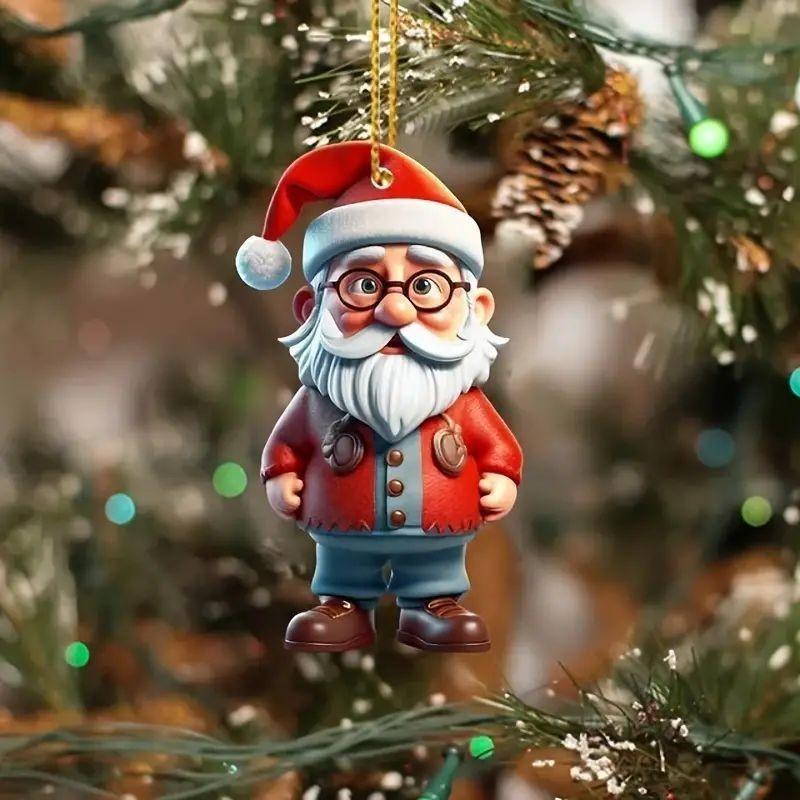Christmas Character Pendant Acrylic Flat Pattern Santa Claus Boys and Girls Xmas Tree Hanging Car Interior Decoration Pendants
