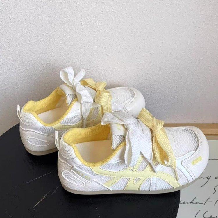 

Casual sports board shoes new summer breathable mesh thin soft sole not tired foot training size 35 жёлтый
