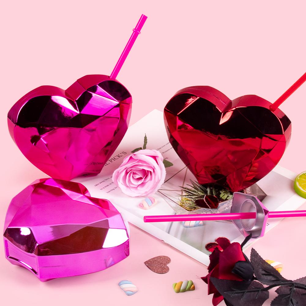 

Heart Shaped Plastic Water Bottle Pink Red Disco Cups Cocktail Cups Valentine s Day Gift Wedding Bachelorette Party Supplies розовый