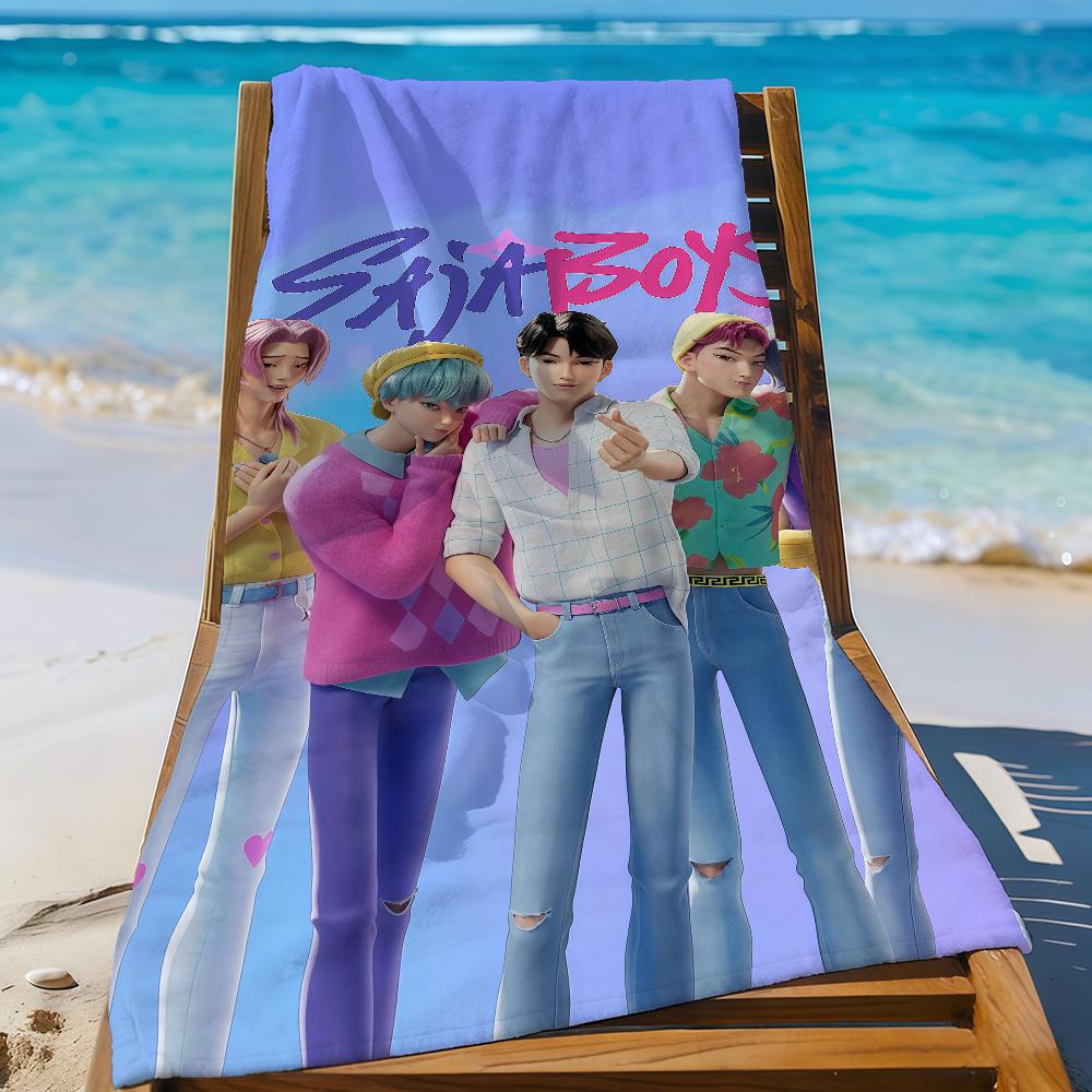 Cartoon H- Hun-Trix-S Hunters Cool D-Demon S-SaJa-S Towel Sports Quick Dry Travel Camping Sandproof Soft Light Large Beach Towel