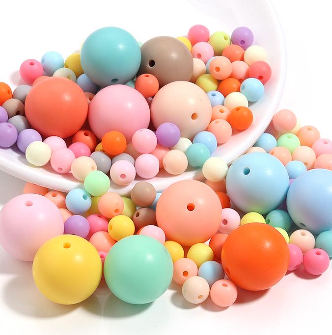 Akrylové Vánoční Série Jednobarevné Kulaté Korálky pro DIY Řetízky na Mobilní Telefon