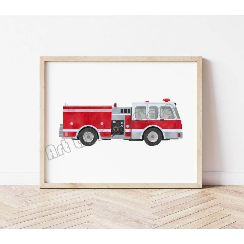 Watercolor Construction Vehicle Transportation Tractor Bulldozer Poster Wall Art Pictures Canvas Painting Nursery Home Decor