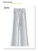 Women's Morandi Gray High-Waisted Wide-Leg Flared Jeans, Slimming and Loose Fit for Spring/Summer 2025.